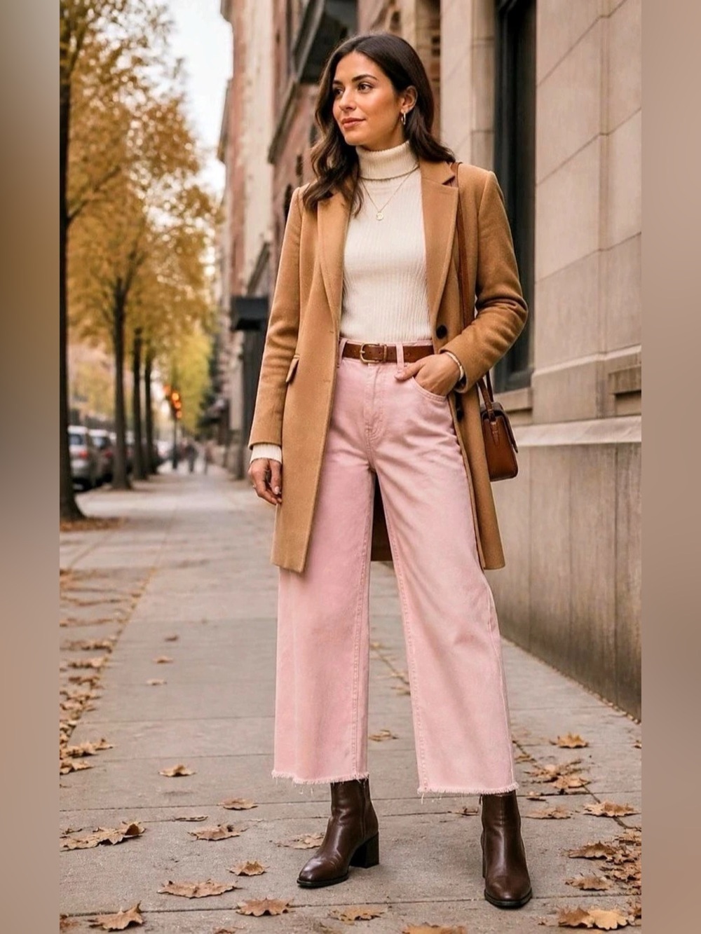 Uniglo Light Pink wide leg crop pants XS
